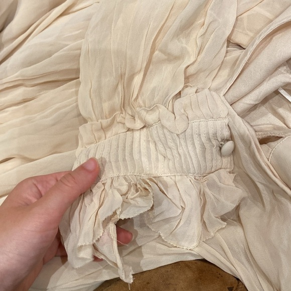 By ANTHROPOLOGIE / NWT Long-Sleeve Sheer Pleated Midi Dress cream XS - Picture 5 of 5